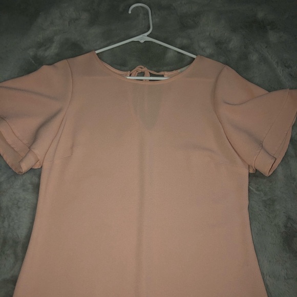 MYSTIC Shift Dress Flutter Sleeve Blush Pink Chic - Picture 3 of 11